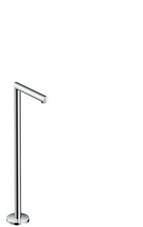 Bodenstehender Edelstahl-Wanneneinlauf von AXOR mit gerader Form. Das Design zeigt eine schlanke, moderne Bauweise ohne zusätzliche Verzierungen.